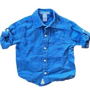 Janie And Jack Linen Button Down Long Sleeve Shirt